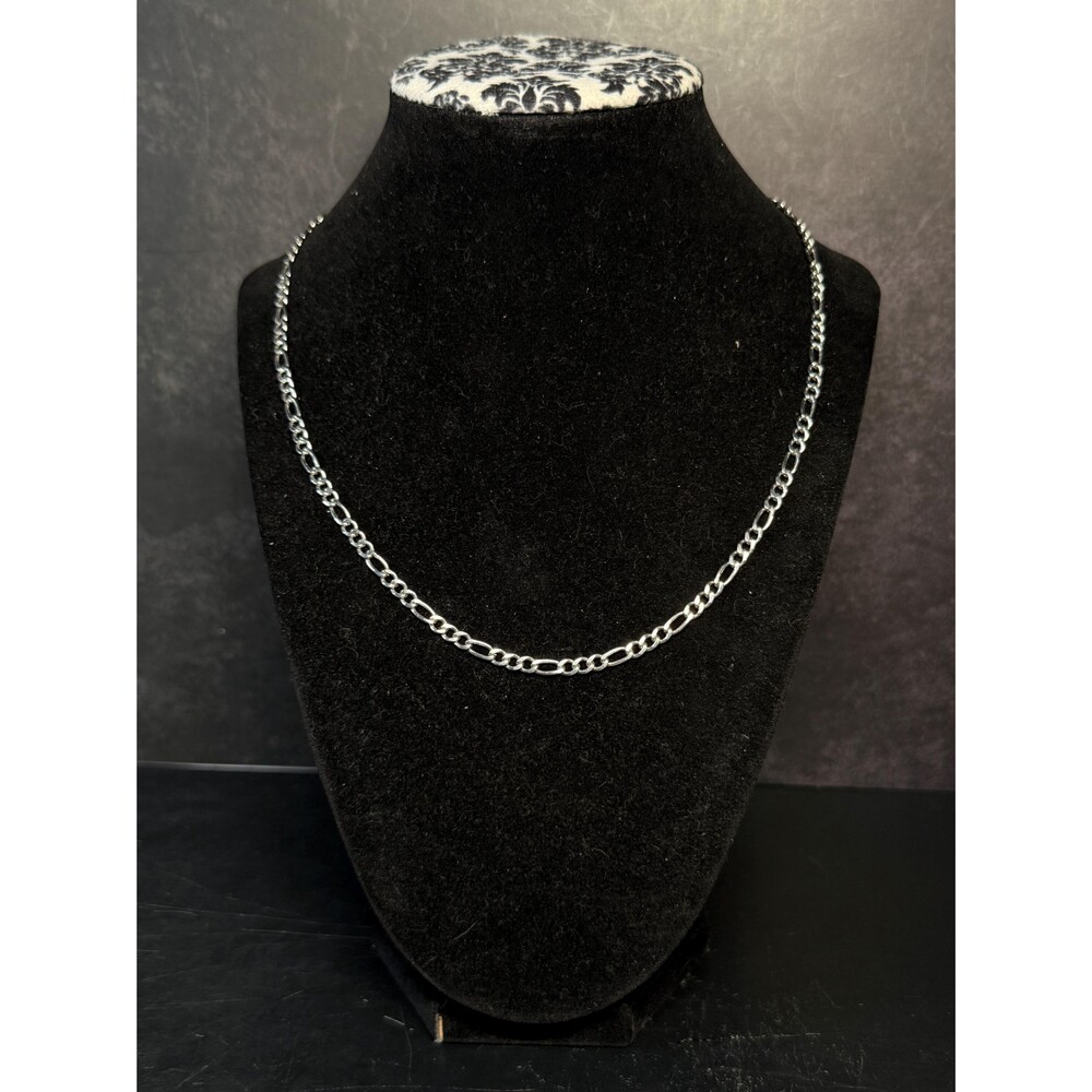 Silvertone Figaro Chain Necklace 18.5"